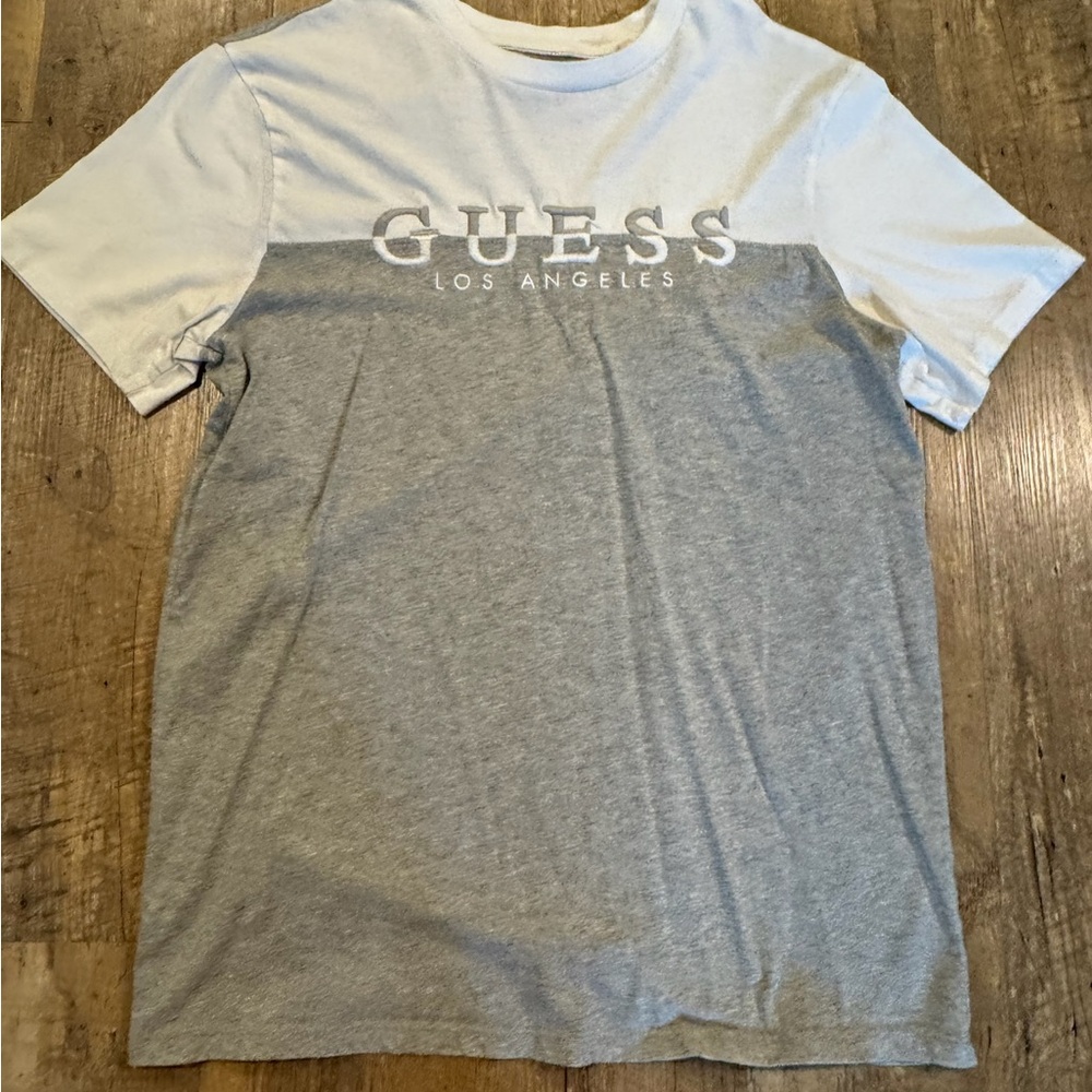 Guess Men's Two-Tone Gray and White Tee